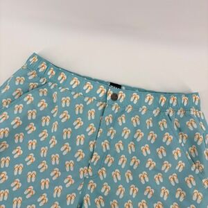 Tom & Teddy‎ Mens XL Swim Trunks Light Blue Flip Flop Print Mesh Lined Shorts